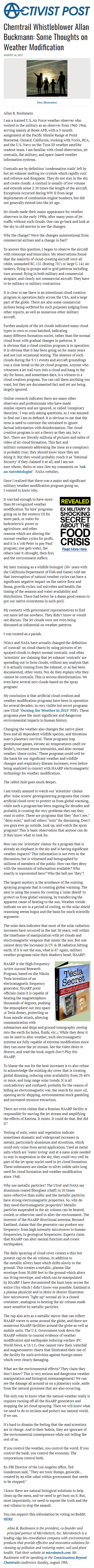 Some Thoughts on Weather Modification